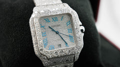 Pre Owned - Cartier Santos Buss Down - WSSA0018 - 2025 - 40mm - Fully Set With Lab Diamonds - Goldbank Jewellers
