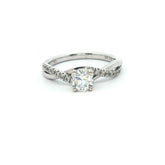 Round Brilliant 0.65CT SI1 - SI2 H 18CT White Gold Solitaire Twisted Band Ring Size M - Goldbank Jewellers