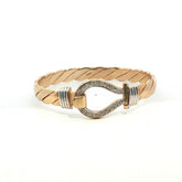 7" - Pre Owned - 9ct - Stone Set Hook And Loop Bangle - ( 31.35g )