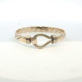 7" - Pre Owned - 9ct - Stone Set Hook And Loop Bangle - ( 34.02g )