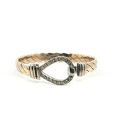 6.5" - Pre Owned - 9ct - Stone Set Hook And Loop Bangle - ( 34.70g ) - Goldbank Jewellers