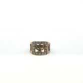size T - Pre Owned - 9ct - Stone Set Leaf Ring - ( 7.07g ) - Goldbank Jewellers