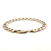 9ct - Pre owned - Flat curb bracelet - 8.75" - (28.31g) - 9mm