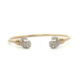 9ct - Pre owned - Boxing gloves torque bangle - 5.25"- (6.45g) - 2mm