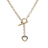 9ct -Pre owned - Oval Trace Link Chain with Heart Pendant & T-Bar - 21" - (8.66g) - 3.5mm