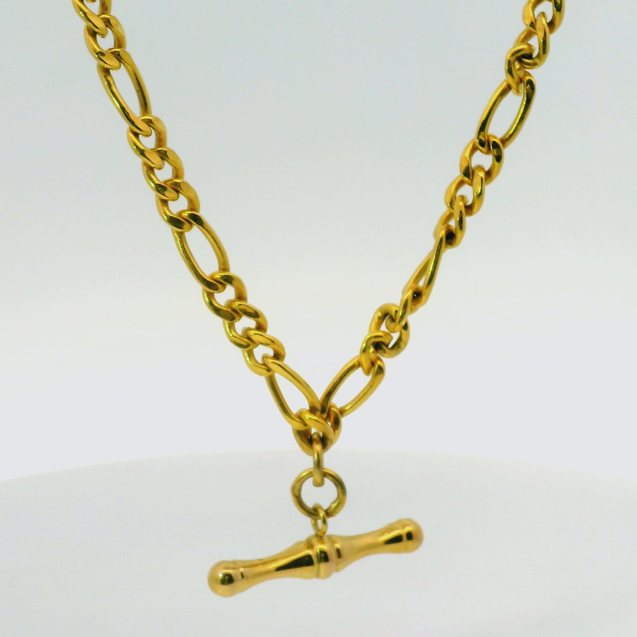 20" Pre-owned 9CT Figaro & T-Bar Chain Necklace (9.6g)