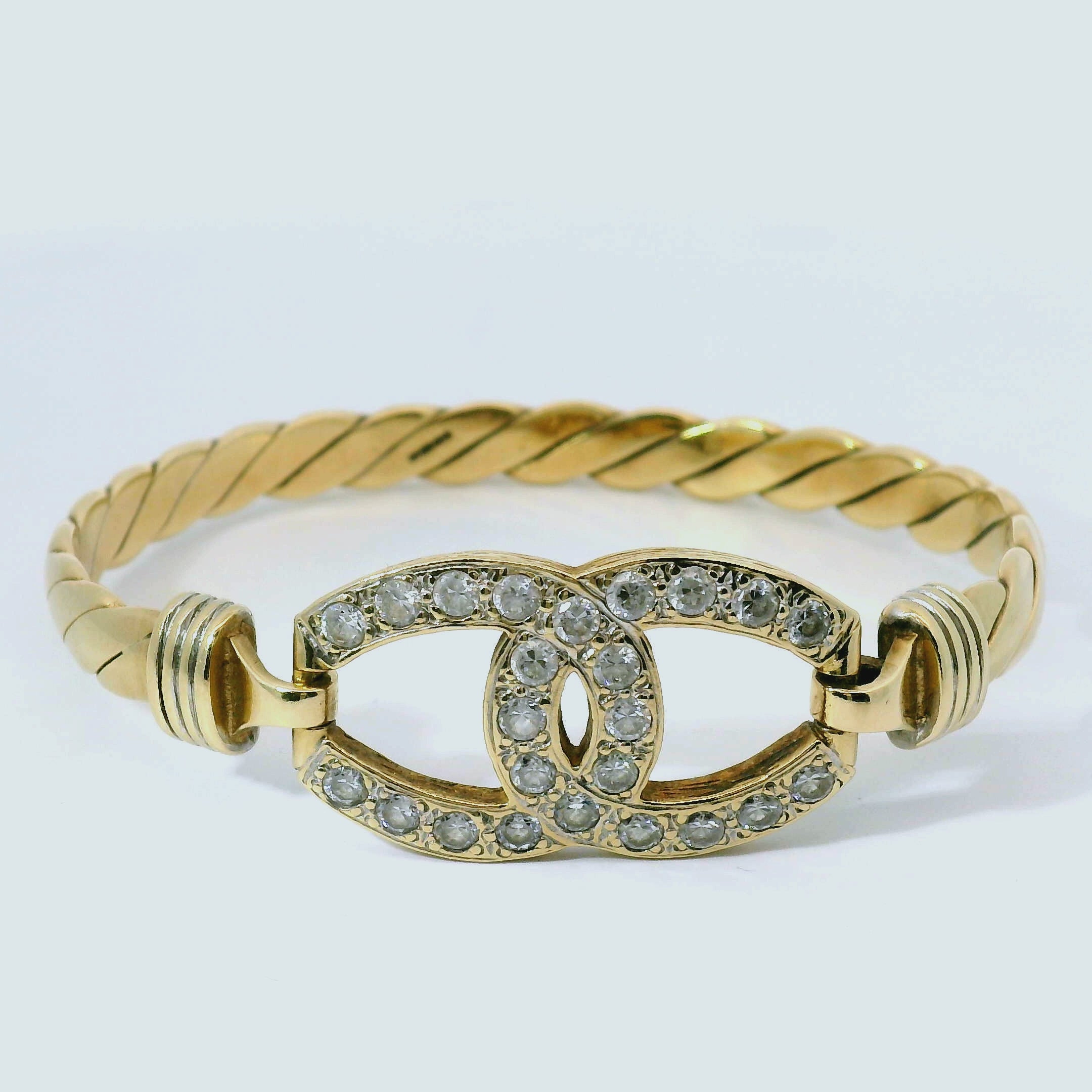 6.5" Pre-owned 9CT CZ Double Horse Shoe Bangle (24.8g)