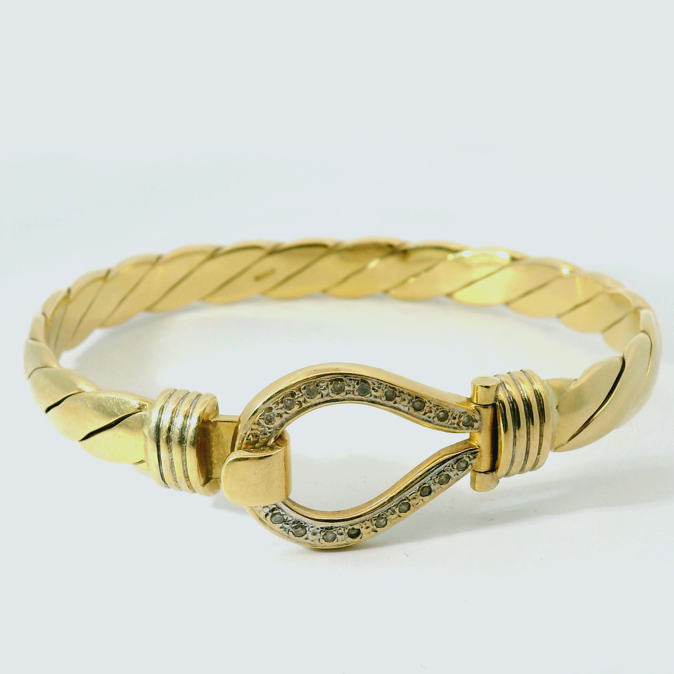 7" Pre-owned 9CT Diamond Set Hook & Loop Bangle (33.19g)