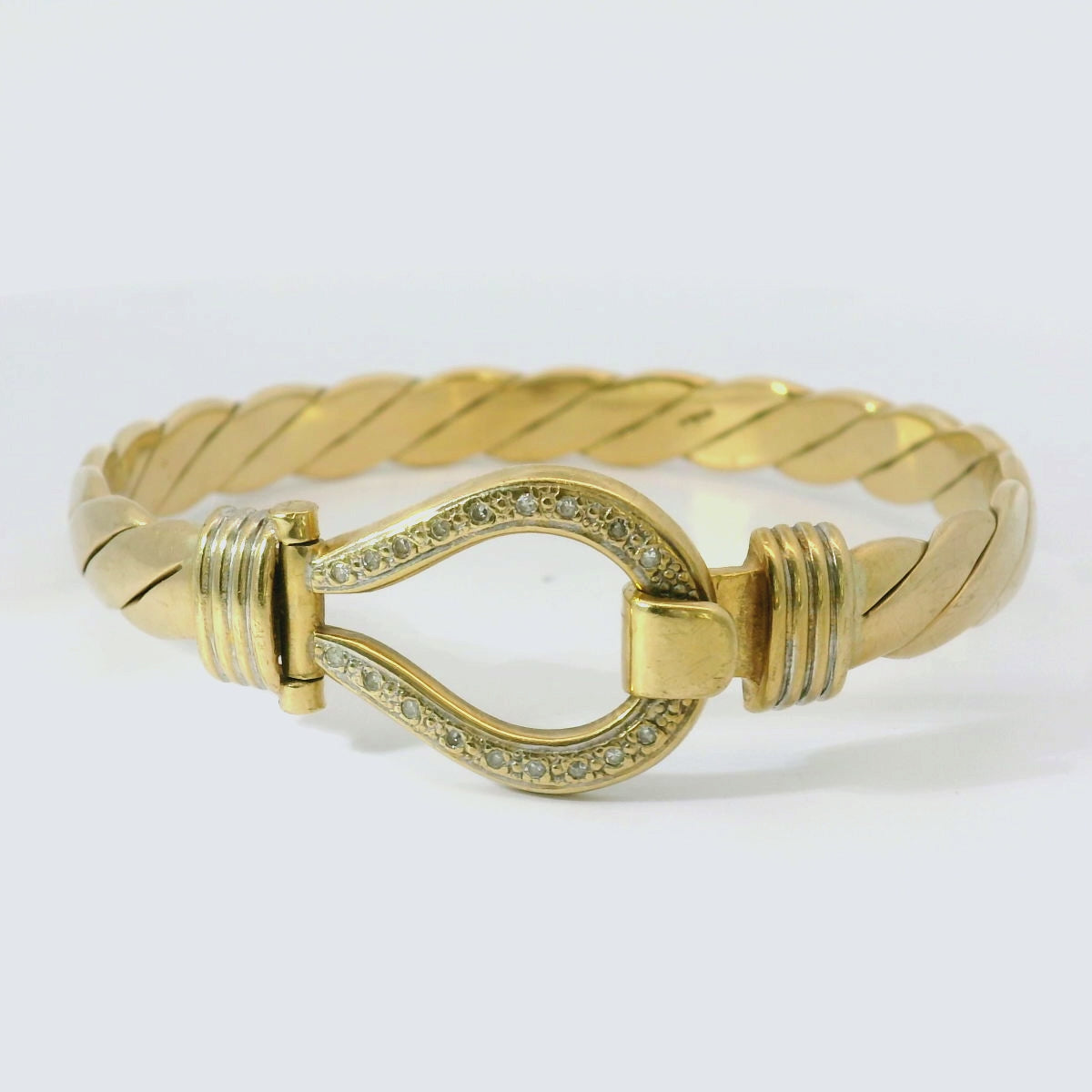 6.5” Pre-owned 9CT Diamond Set Hook & Loop Bangle (30.1g)