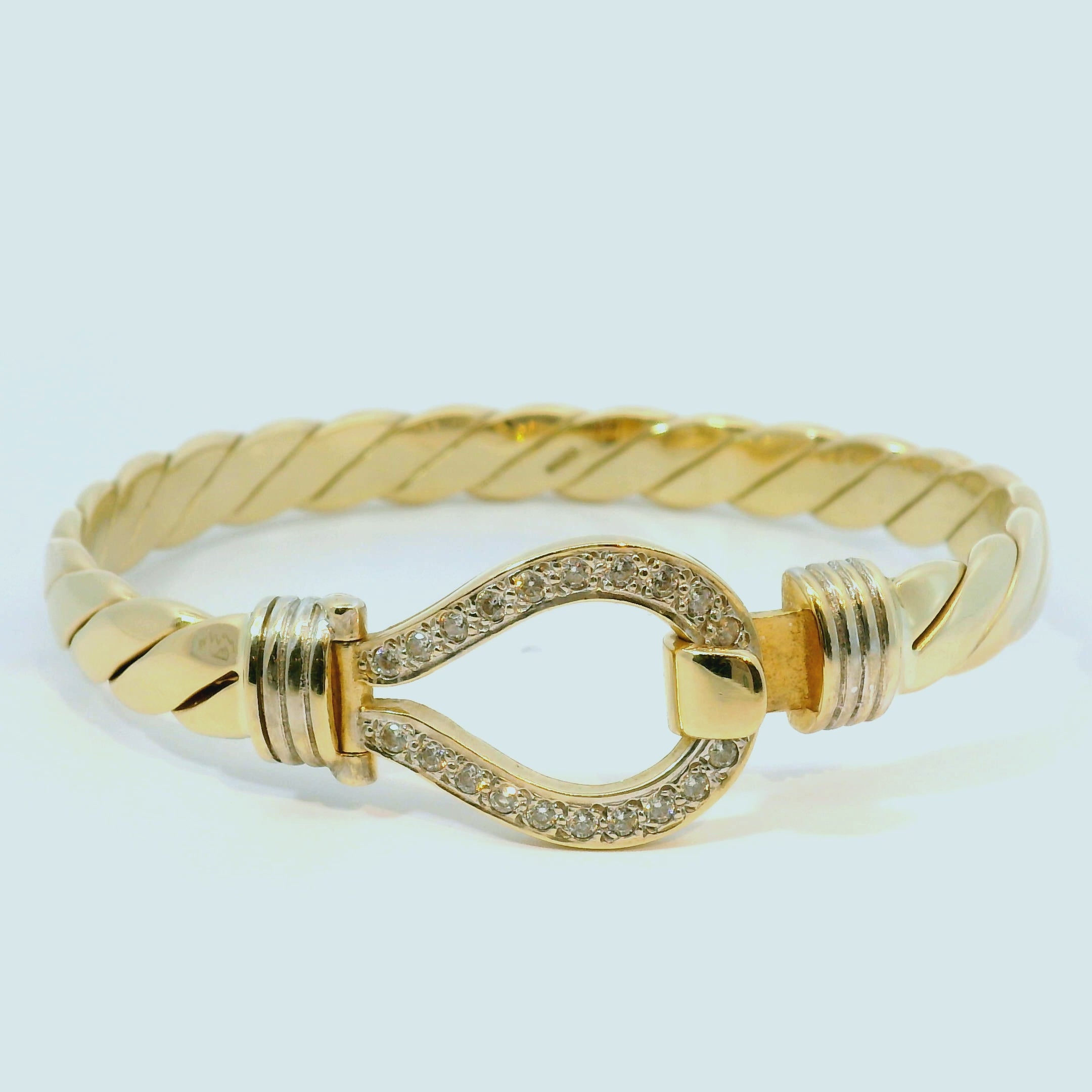 7" Pre-owned 9CT Diamond Set Hook & Loop Bangle (36.12g)