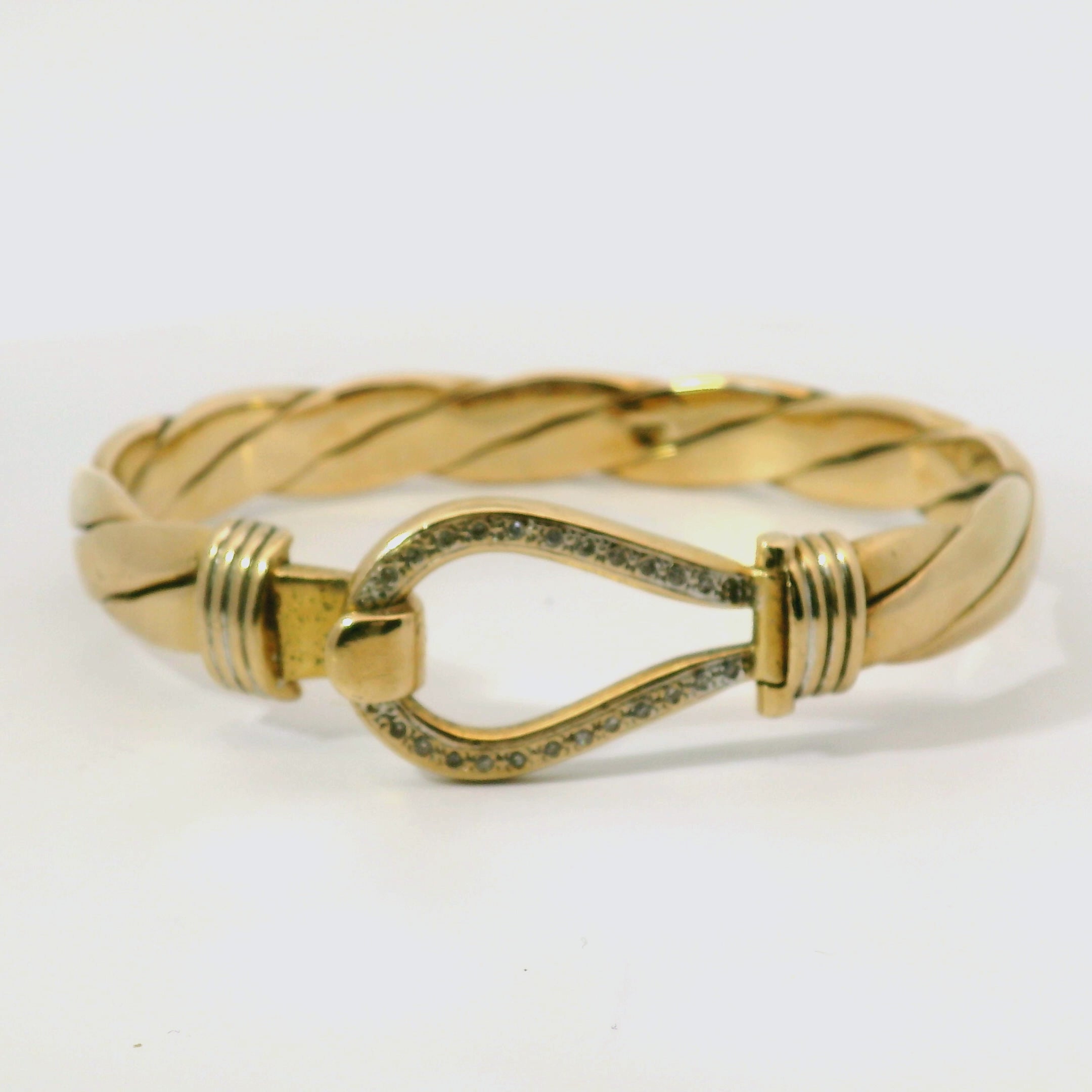 7.75" Pre-owned 9CT Men's Diamond Set Hook & Loop Bangle (60.5g)