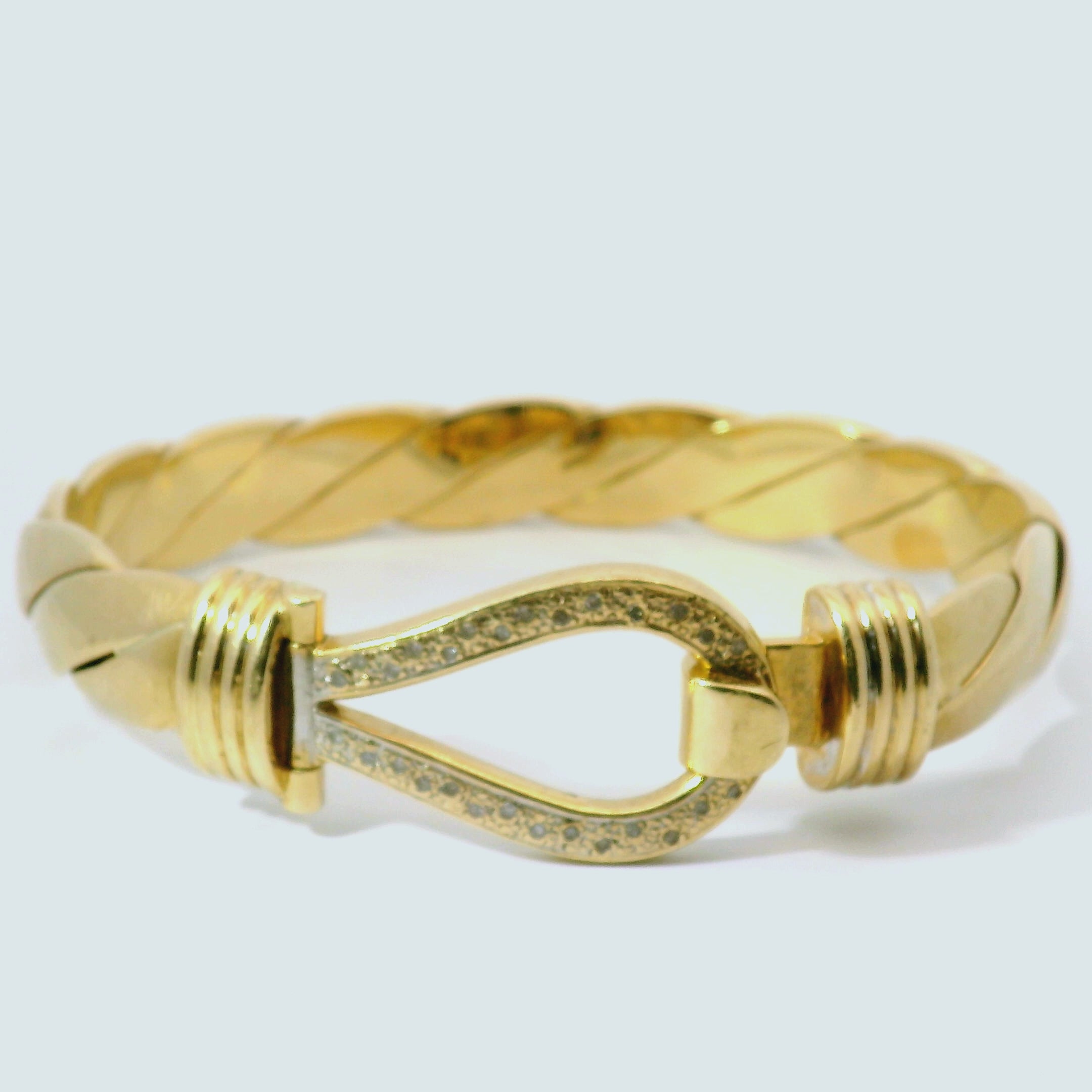 8.25" Pre-owned 9CT Diamond Set Hook & Loop Bangle (87.1g)