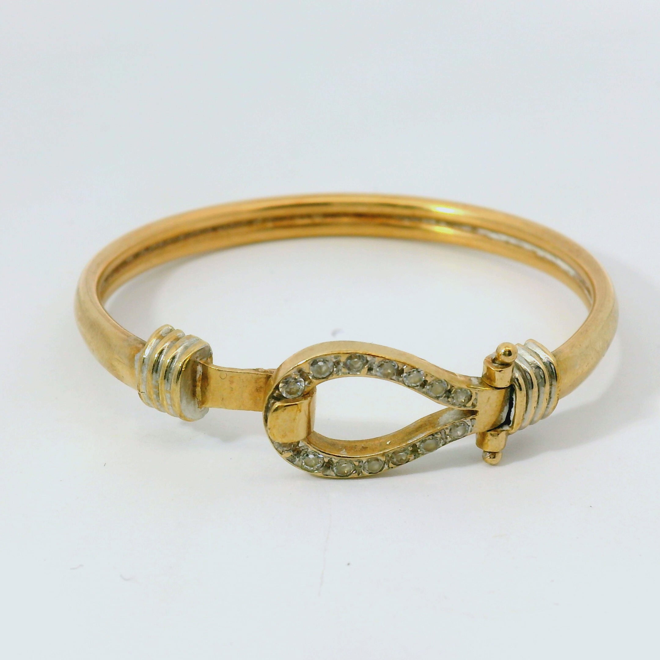 9CT Pre-owned Stone Set Baby Hook & Loop Bangle (6.4g)