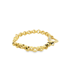 7" Pre-owned 9CT Gold Ladies Single Heart Belcher Bracelet (14.1g)