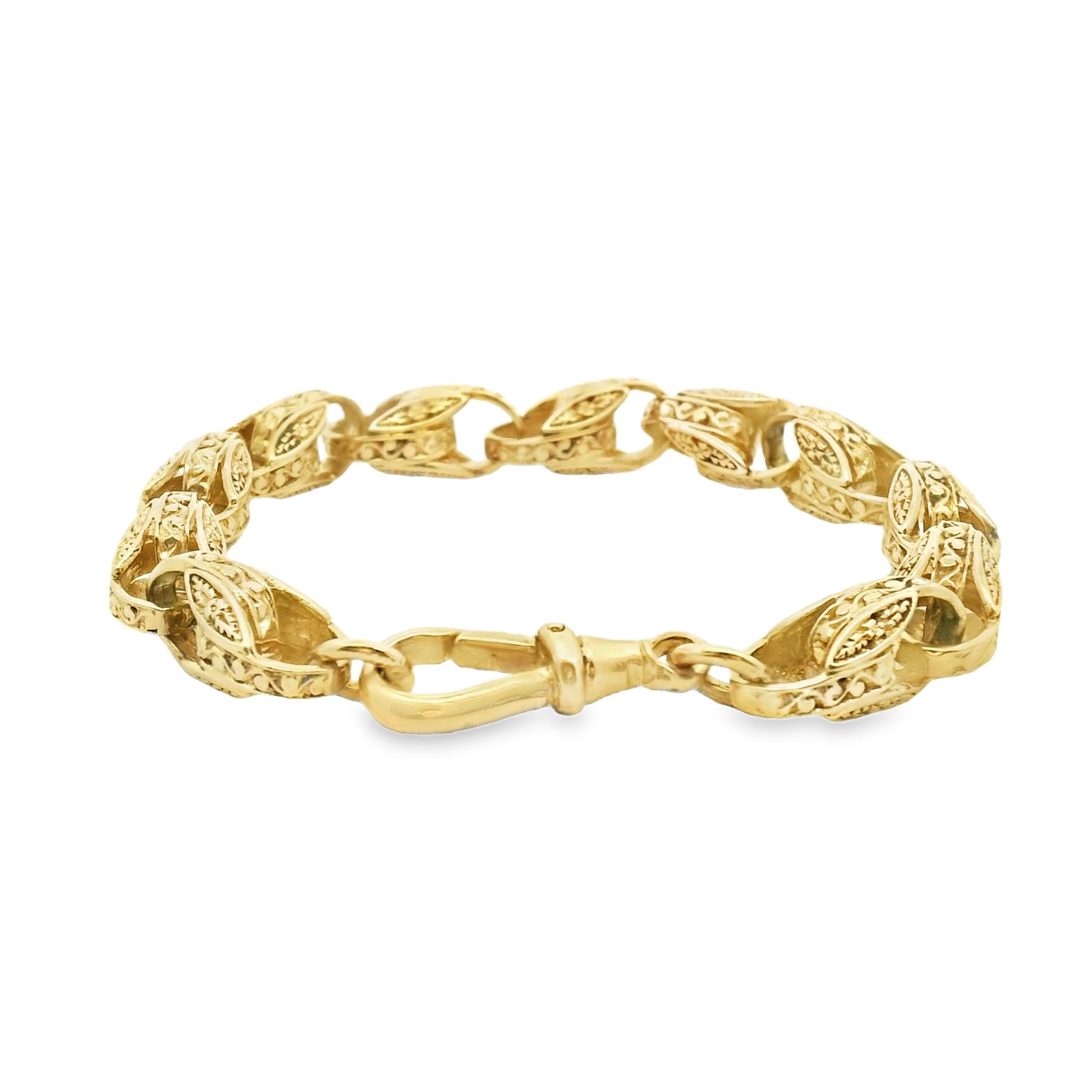 8" Pre-owned 9CT Gold Patterned Tulip Bracelet (27g)