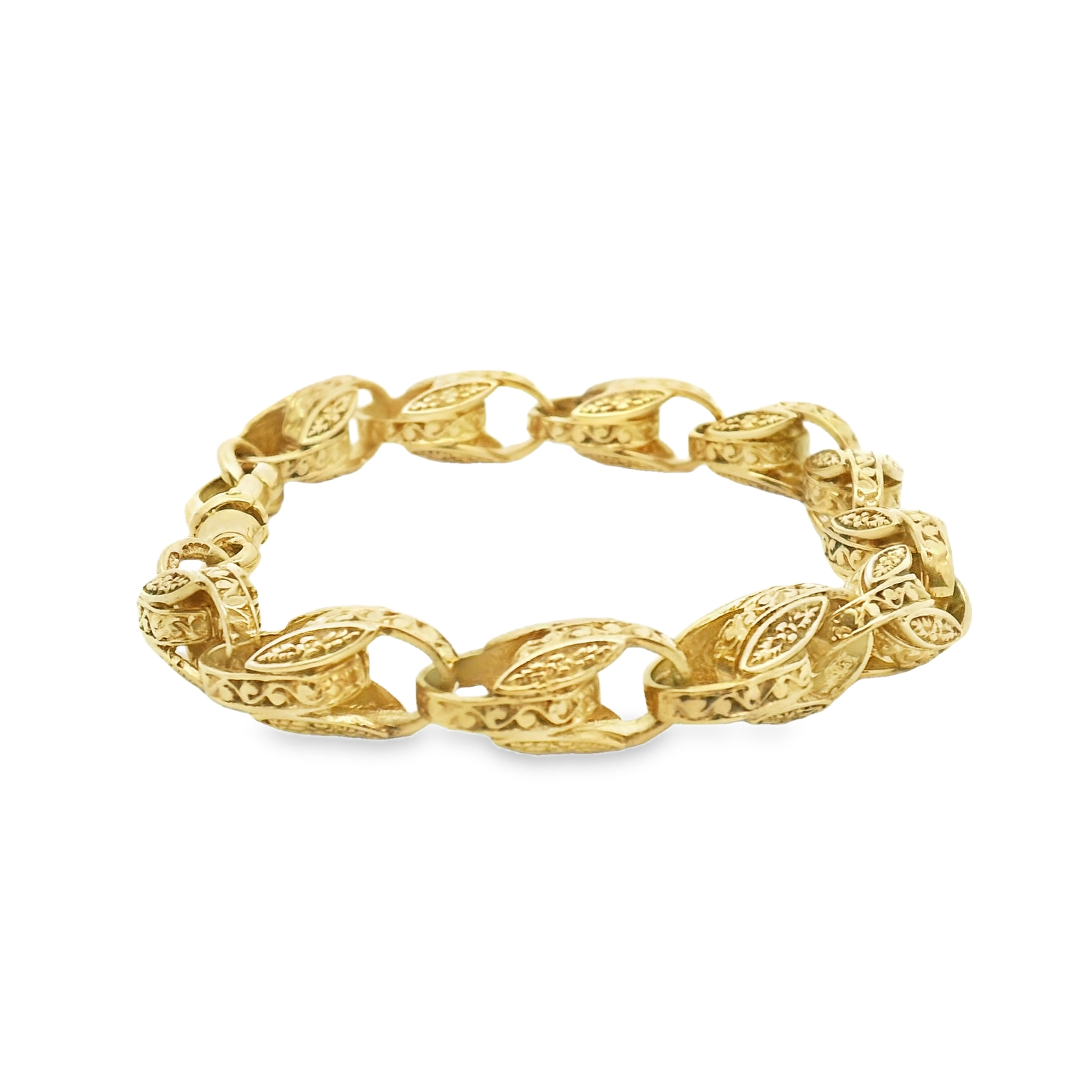 8" Pre-owned 9CT Gold Patterned Tulip Bracelet (27g)