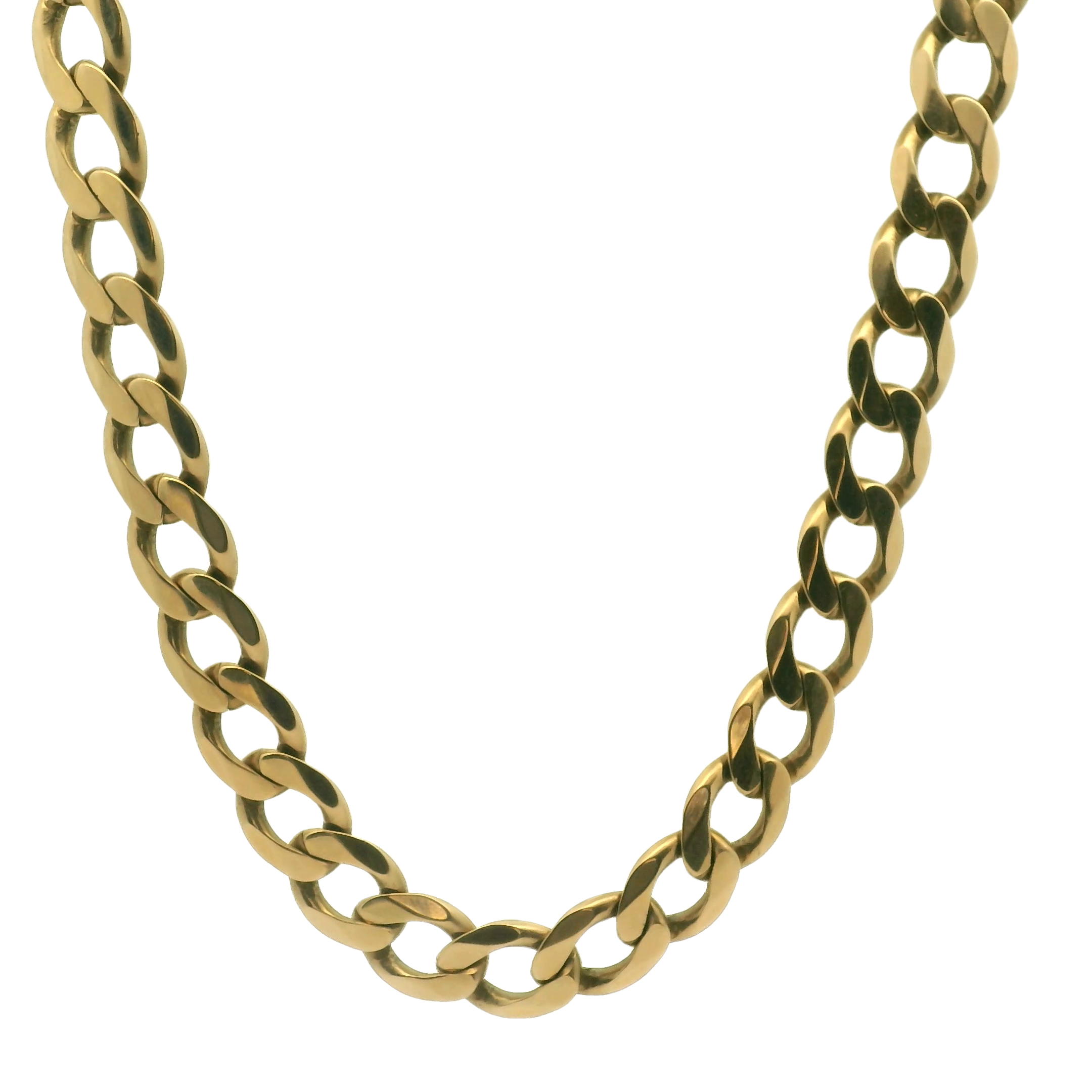 22" Pre-owned 9CT Gold Flat Curb Chain Necklace (66.8g)