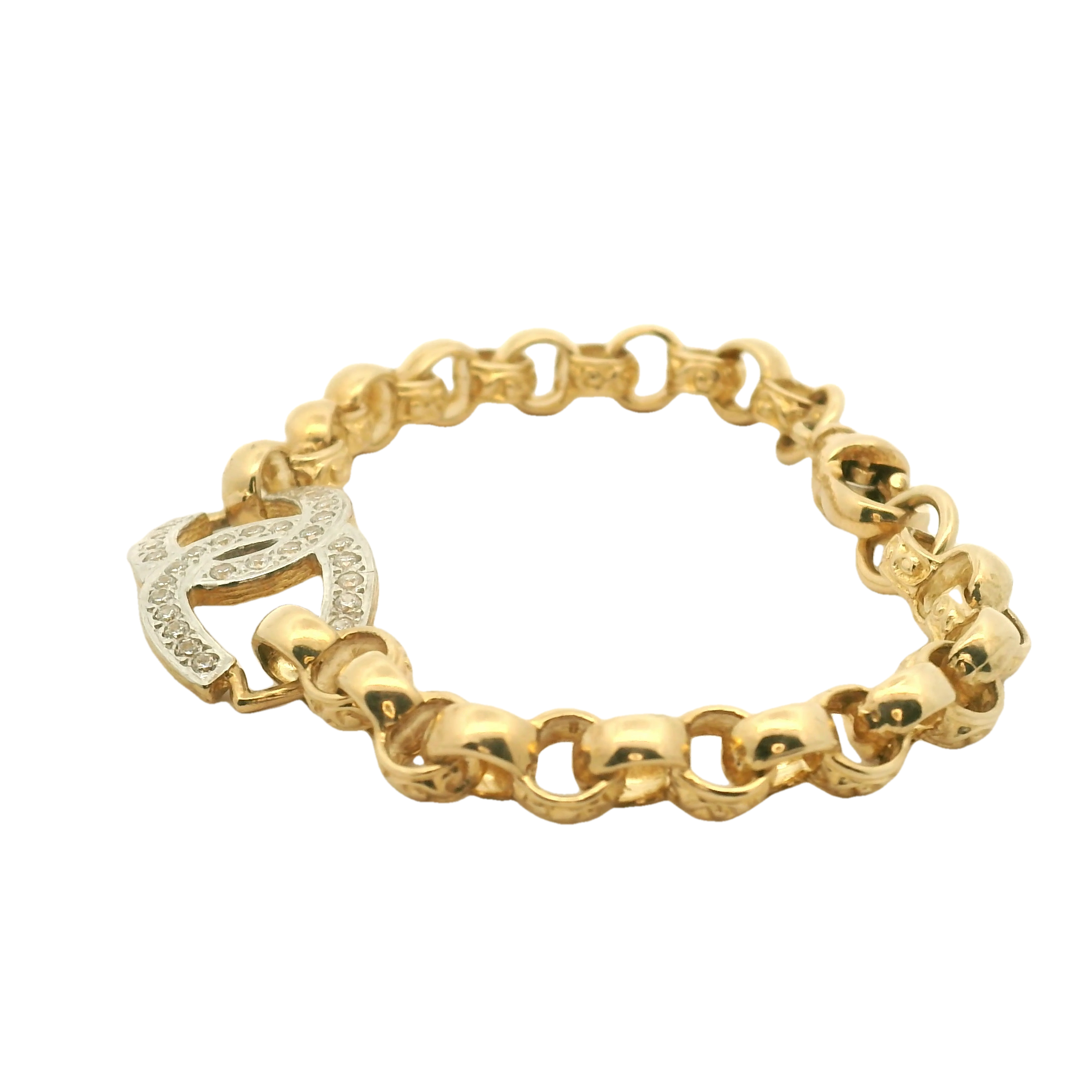 6.5" New 9CT Gold Double Horse Shoe Belcher Bracelet (13.3g) - Goldbank Jewellers