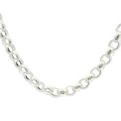 24" New Silver 925 Oval Belcher Chain Necklace (73.56g)