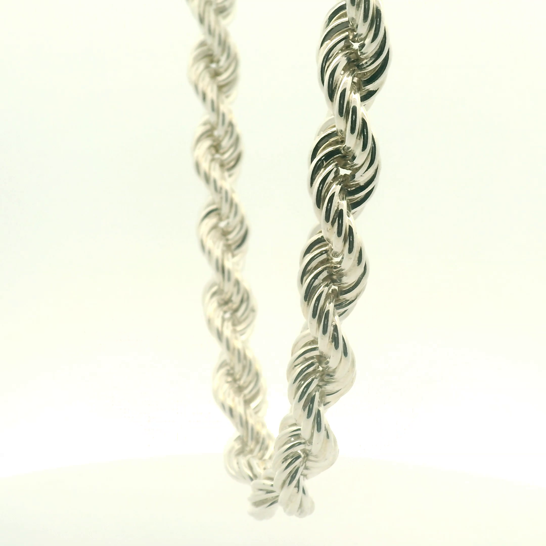 22" New Silver 925 Rope Chain Necklace (99g)