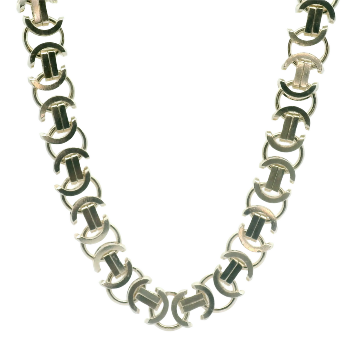 24" Pre-owned Silver 925 Flat Byzantine Chain Necklace (101.1g)