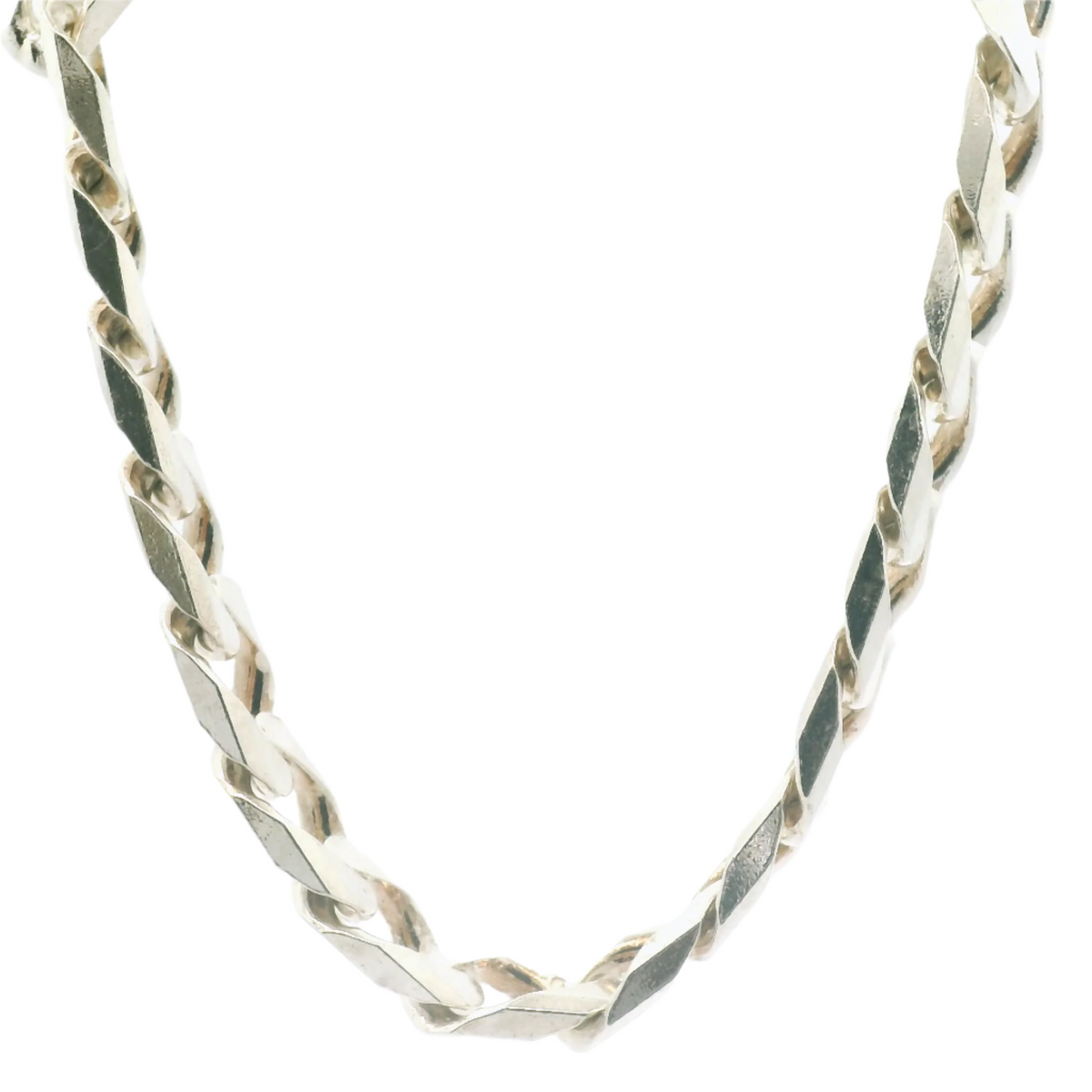 22" Pre-owned Silver 925 Flat Curb Necklace (154.1g)