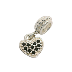Genuine Pandora 791023NCK Black CZ Pave Heart Dangle Charm