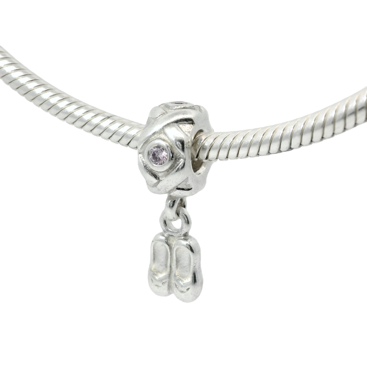 Genuine PANDORA 790520PCZ Ballerina Shoes Pink Dangle Charm Only