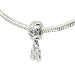 Genuine PANDORA 790520PCZ Ballerina Shoes Pink Dangle Charm Only