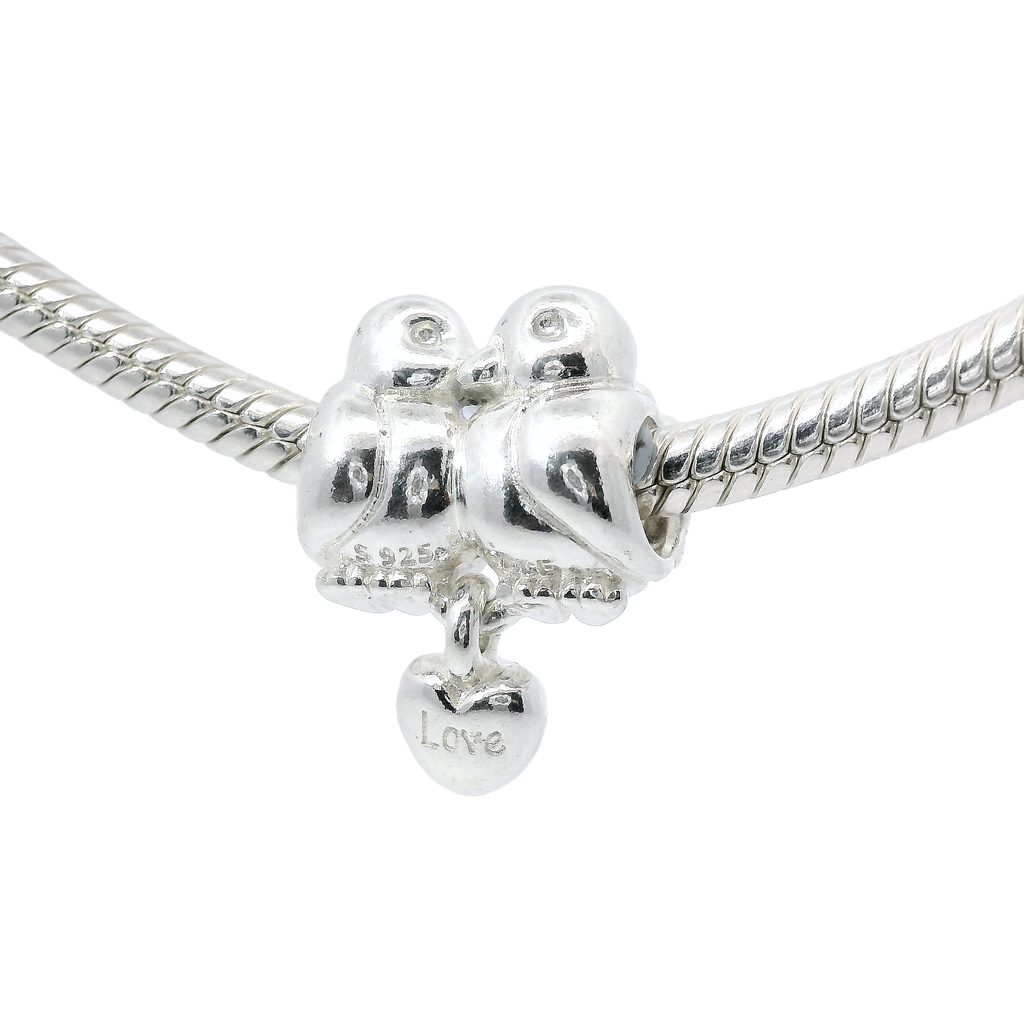 Love Birds Flying Dove Charm Bead - Fits Pandora, Chamilia & Other Snake Chain Bracelets - View #2