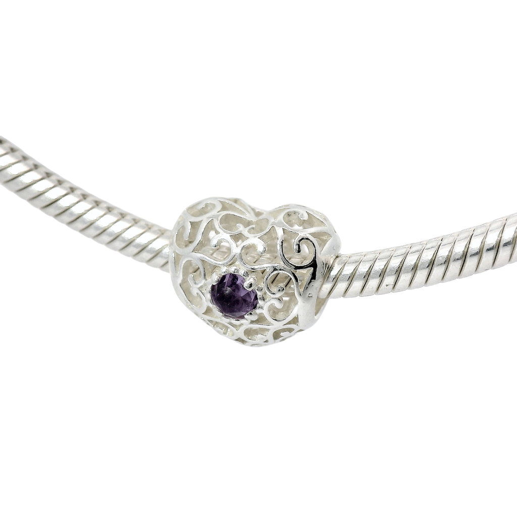 Genuine PANDORA 791784SAM February Birthstone Signature Heart