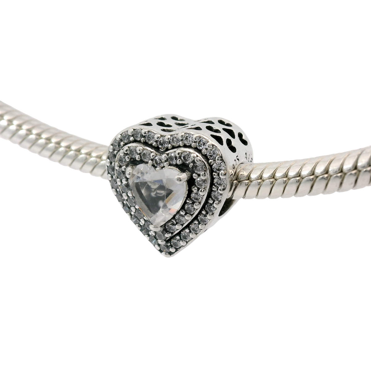 Genuine PANDORA 799218C01 Sparkling Levelled Hearts CZ Love Charm Only