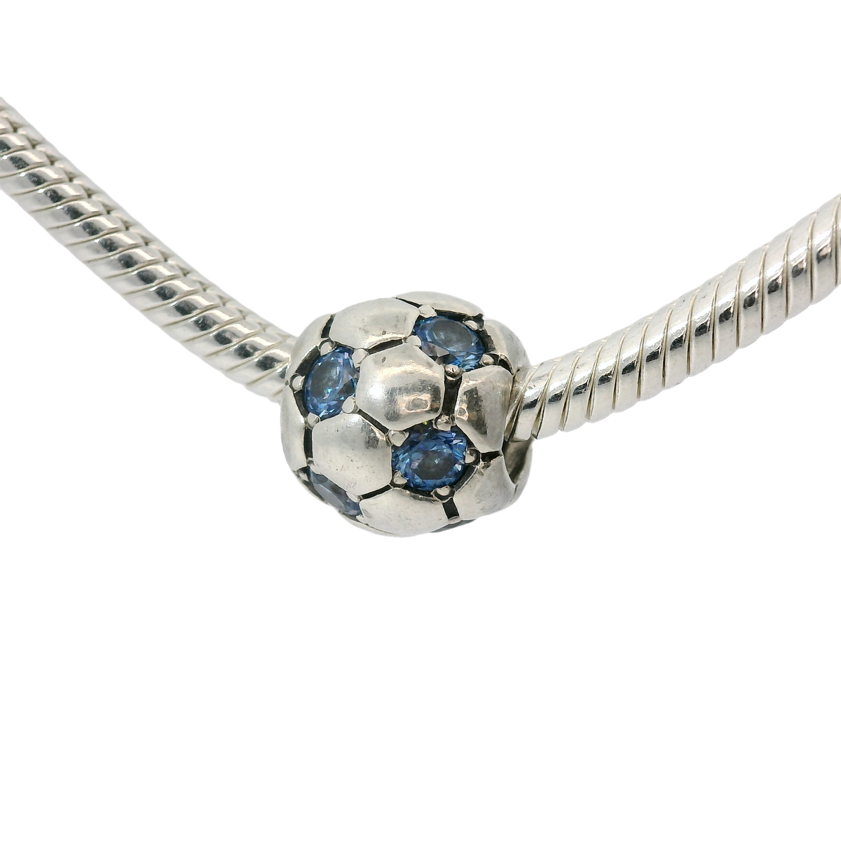 Genuine PANDORA 790444CZB Blue Soccer Ball Charm Only