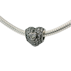 Genuine PANDORA 791168CZ In My Heart Clear CZ Sterling Silver Bead Charm Only