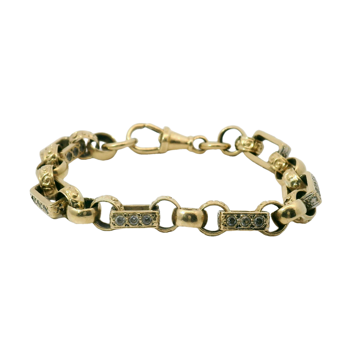 6.5" Pre-owned 9CT Stone Set Gypsy Link Bracelet (19.7g)