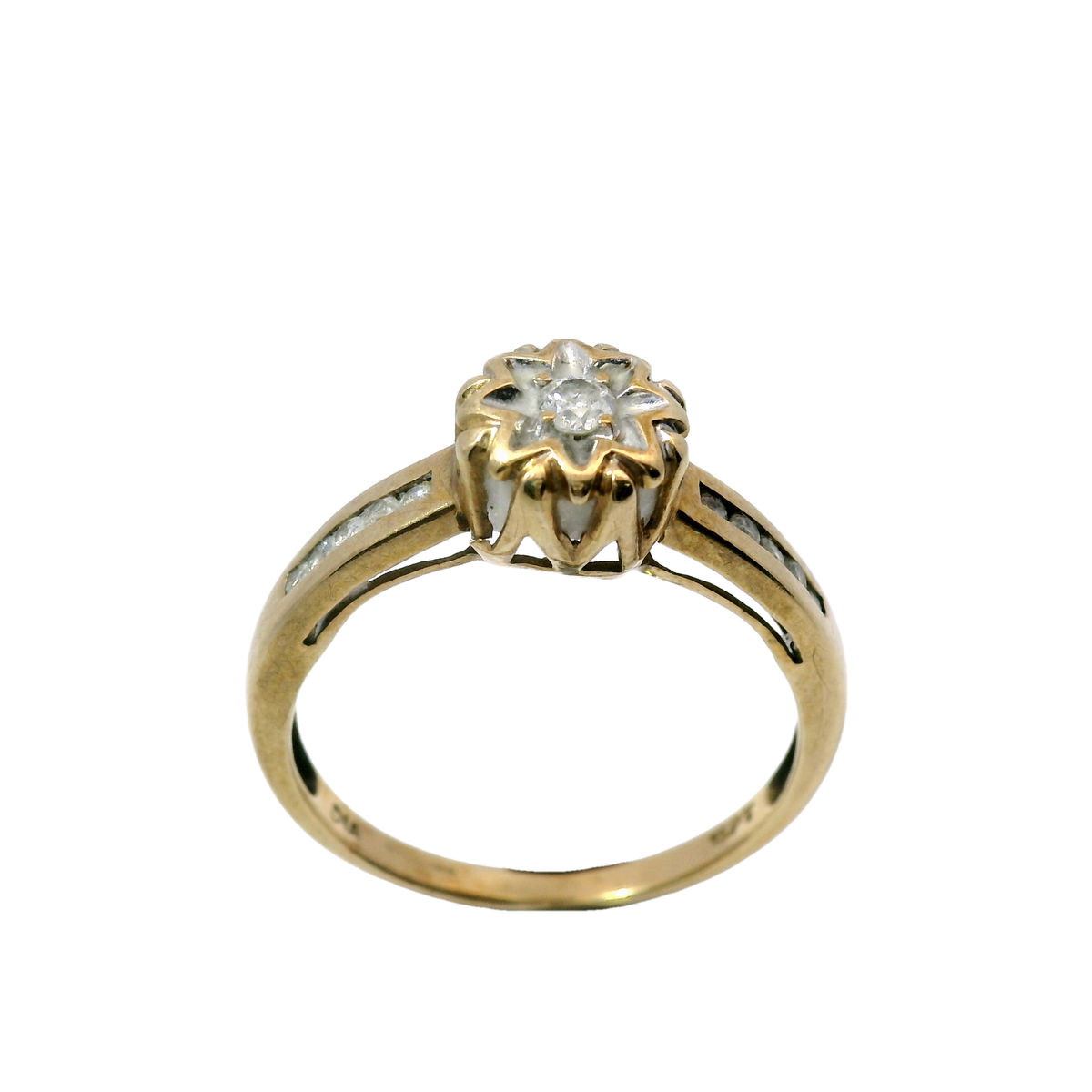 9CT Pre-owned Ladies Stone Set Ring Size N