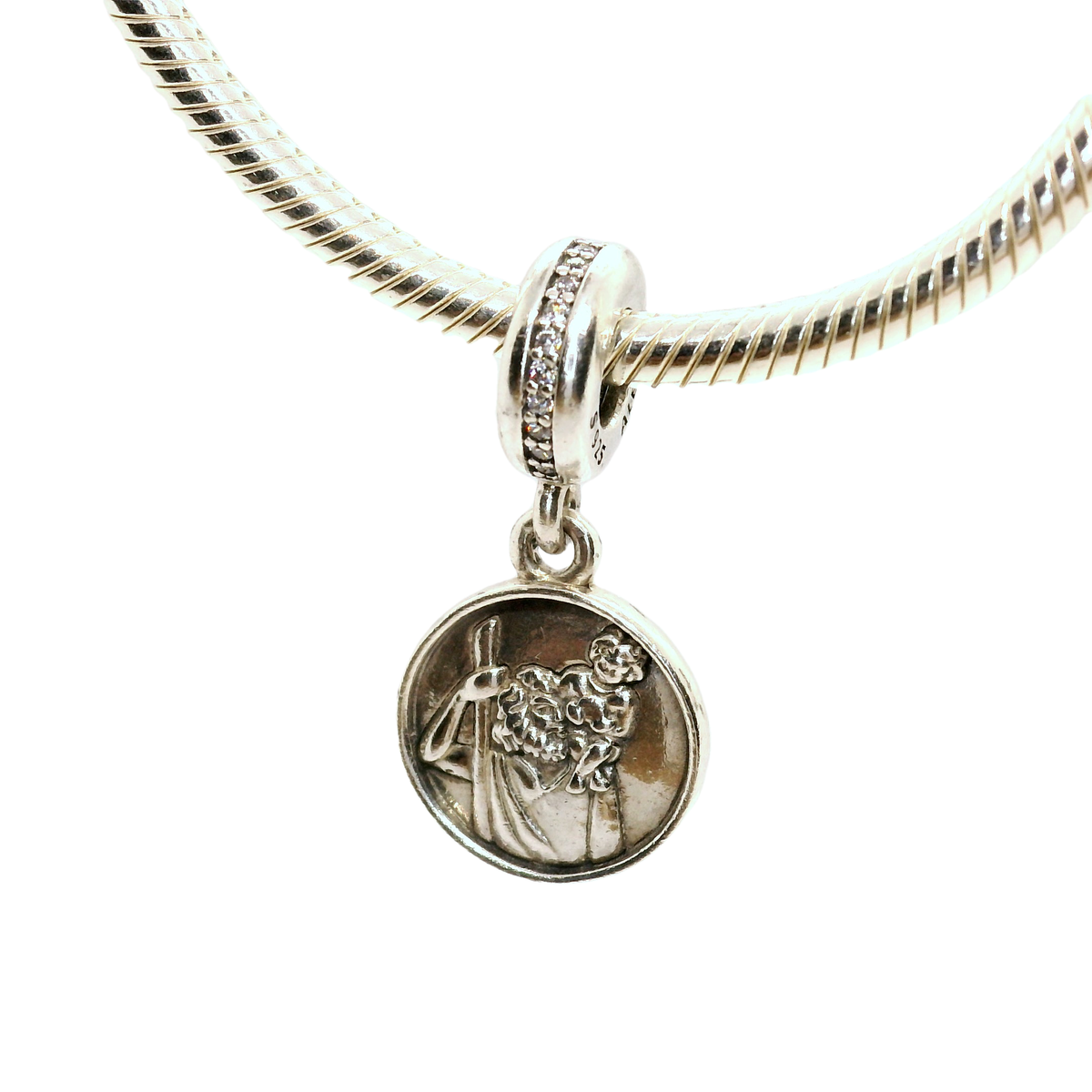 Genuine PANDORA 791715CZ St Christopher Patron Saint Of Travel Charm Only