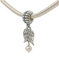 Genuine PANDORA 790975P Guardian Angel Wings Pearl Dangle Charm Only