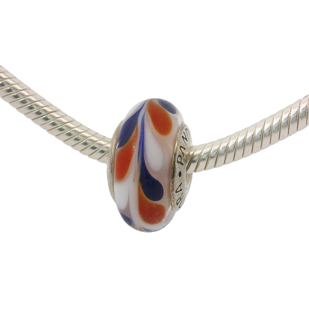 Genuine PANDORA 790937 Red, White and Blue Glass Swirl Charm Only