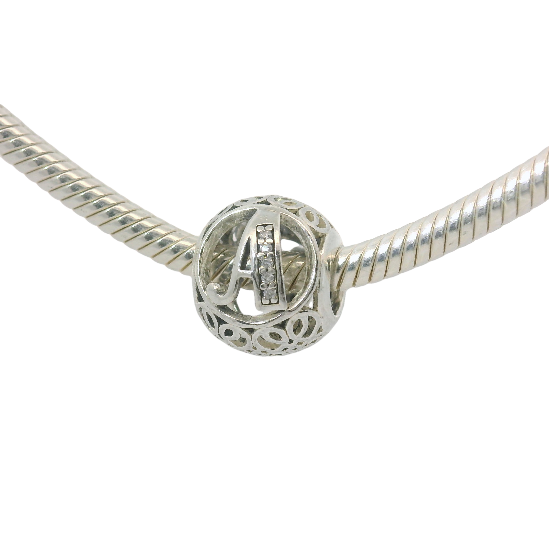 Genuine PANDORA 791850CZ Vintage A Sterling Silver Letter Charm Only ...