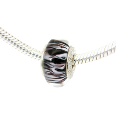 Genuine PANDORA 790938 Black & White Zebra Print Murano Charm Only