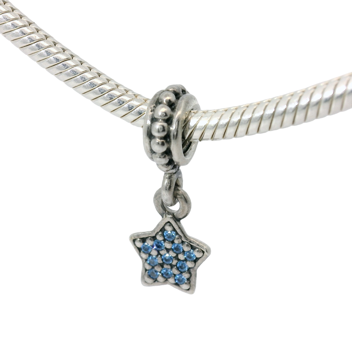 Genuine PANDORA 791024CZB Dangle Blue Pave Star Charm Only