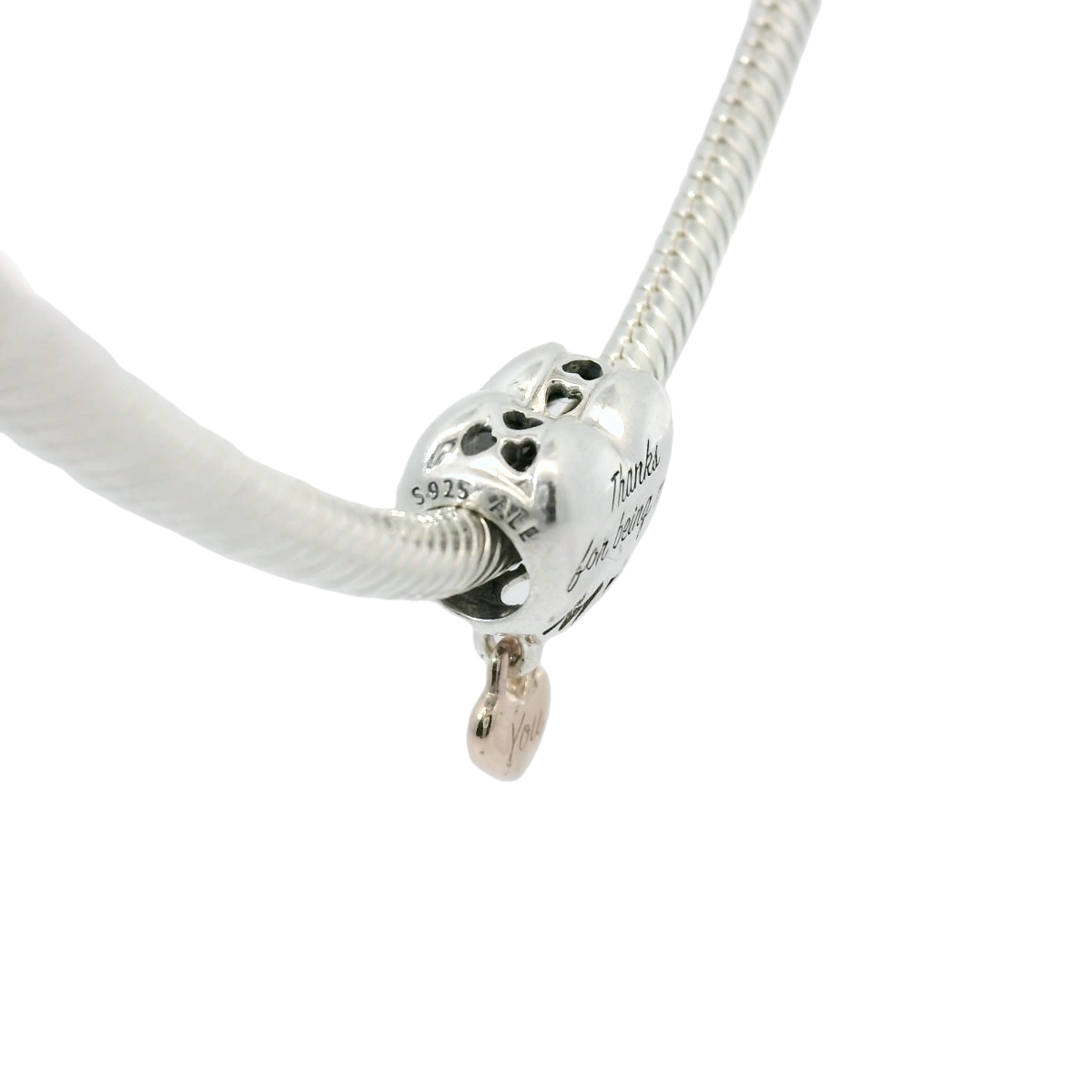 Genuine PANDORA 788830C00 Silver & 14k Love You Mum Heart Charm Only