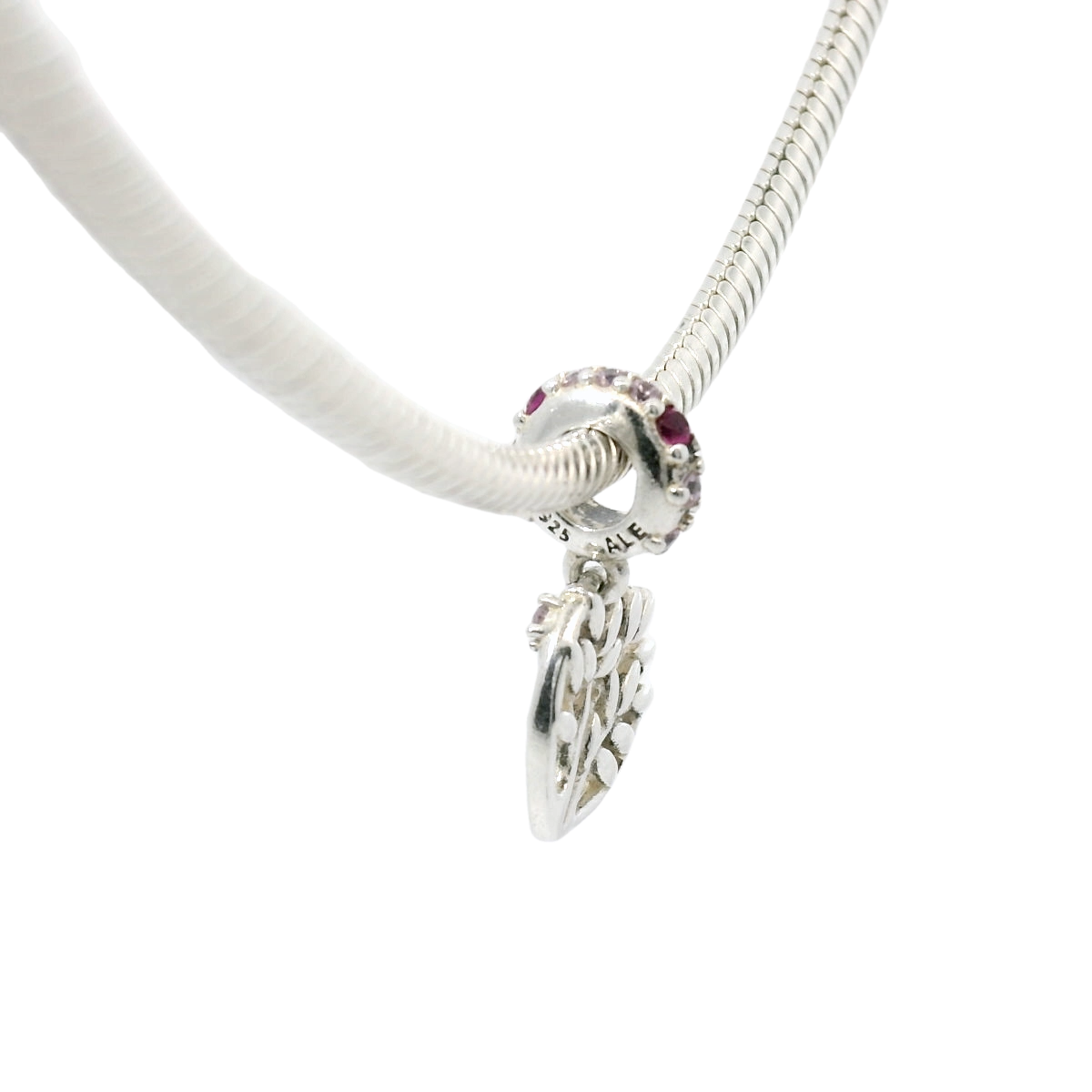 Genuine PANDORA 799153C01 Silver & Pink Family Tree Heart Charm Only