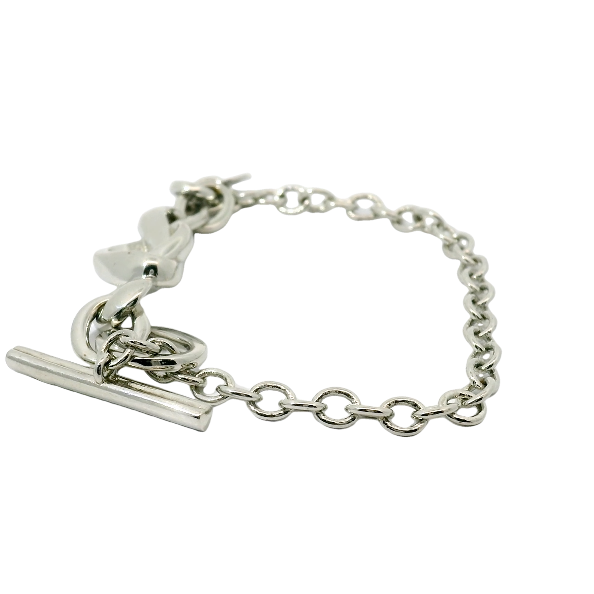 Genuine PANDORA 598100 Knotted Heart T-Bar Link Chain Bracelet 18cm