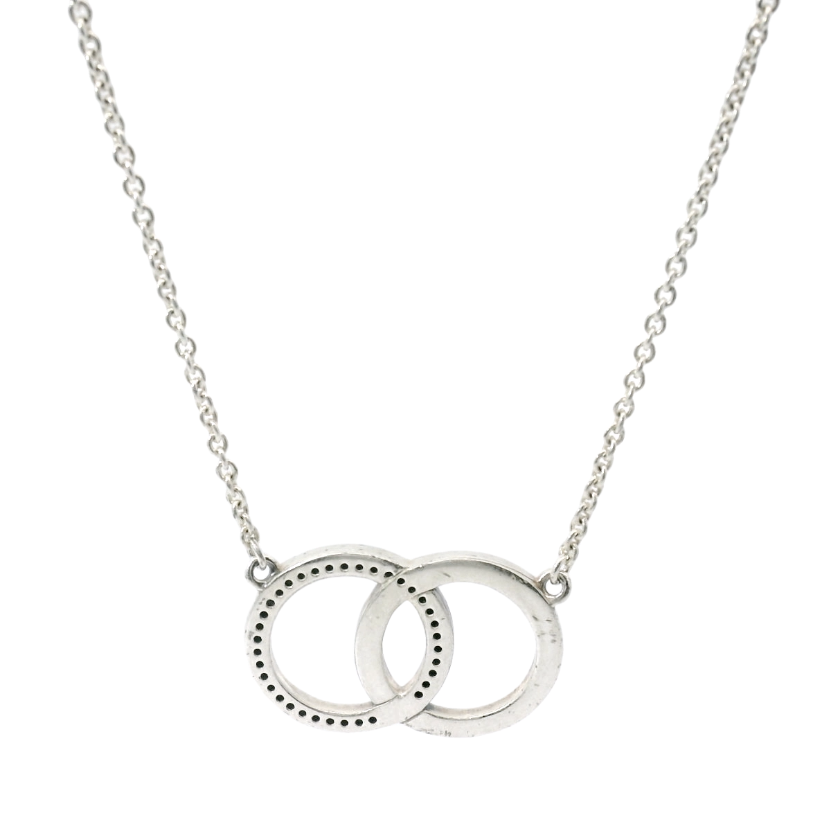 Genuine PANDORA 396235CZ-45 Circles Logo Silver Zirconia Necklace 45cm