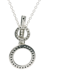 Genuine PANDORA 399039C01 Double Hoop T-bar Silver Necklace Clear CZ 45cm