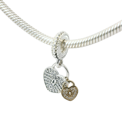 Genuine PANDORA 791807CZ Silver & 14k Gold Padlocks Dangle Charm Only