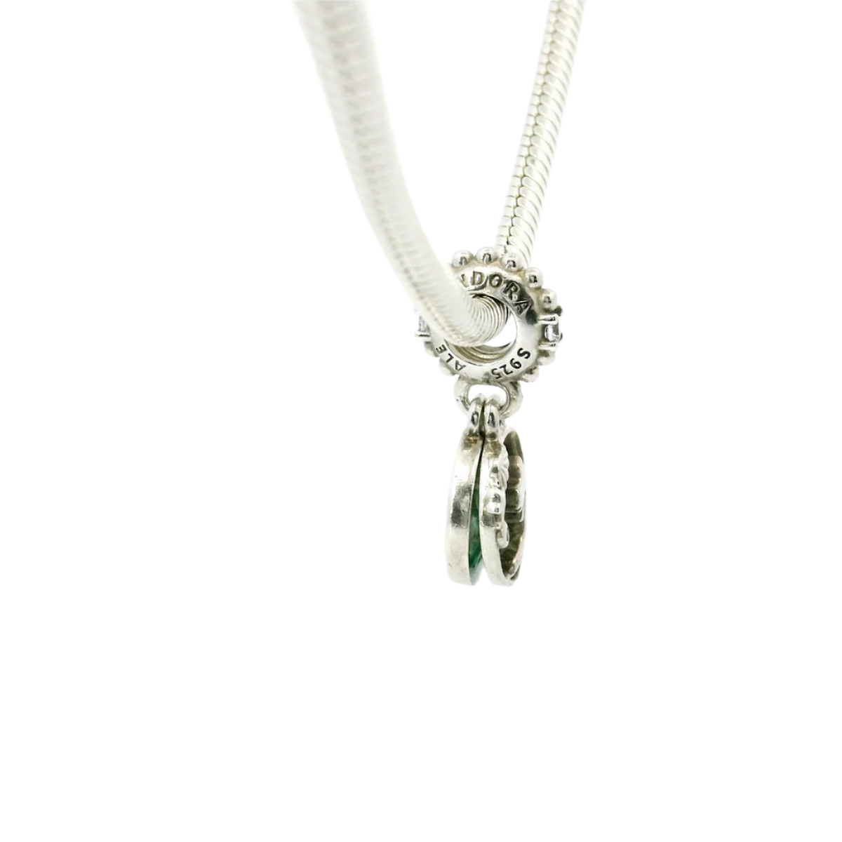 Genuine PANDORA 798231CZ Disney Ariel Green Enamel Double Dangle Charm Only