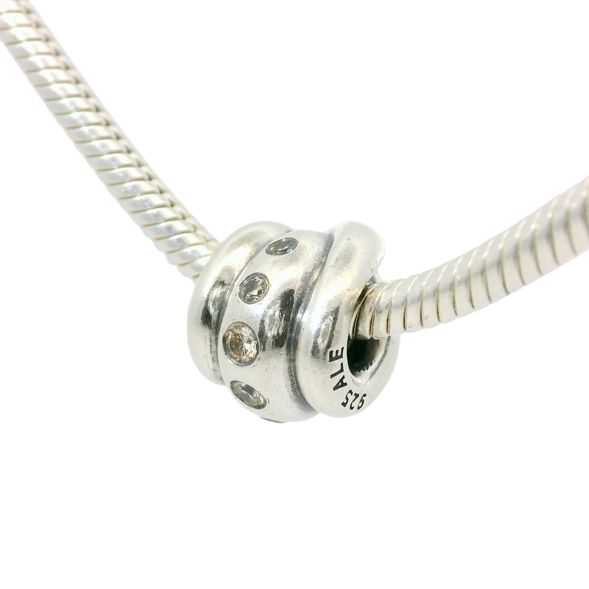 Genuine PANDORA 790328CCZ Silver and Champagne Zirconia Swirl Charm Only